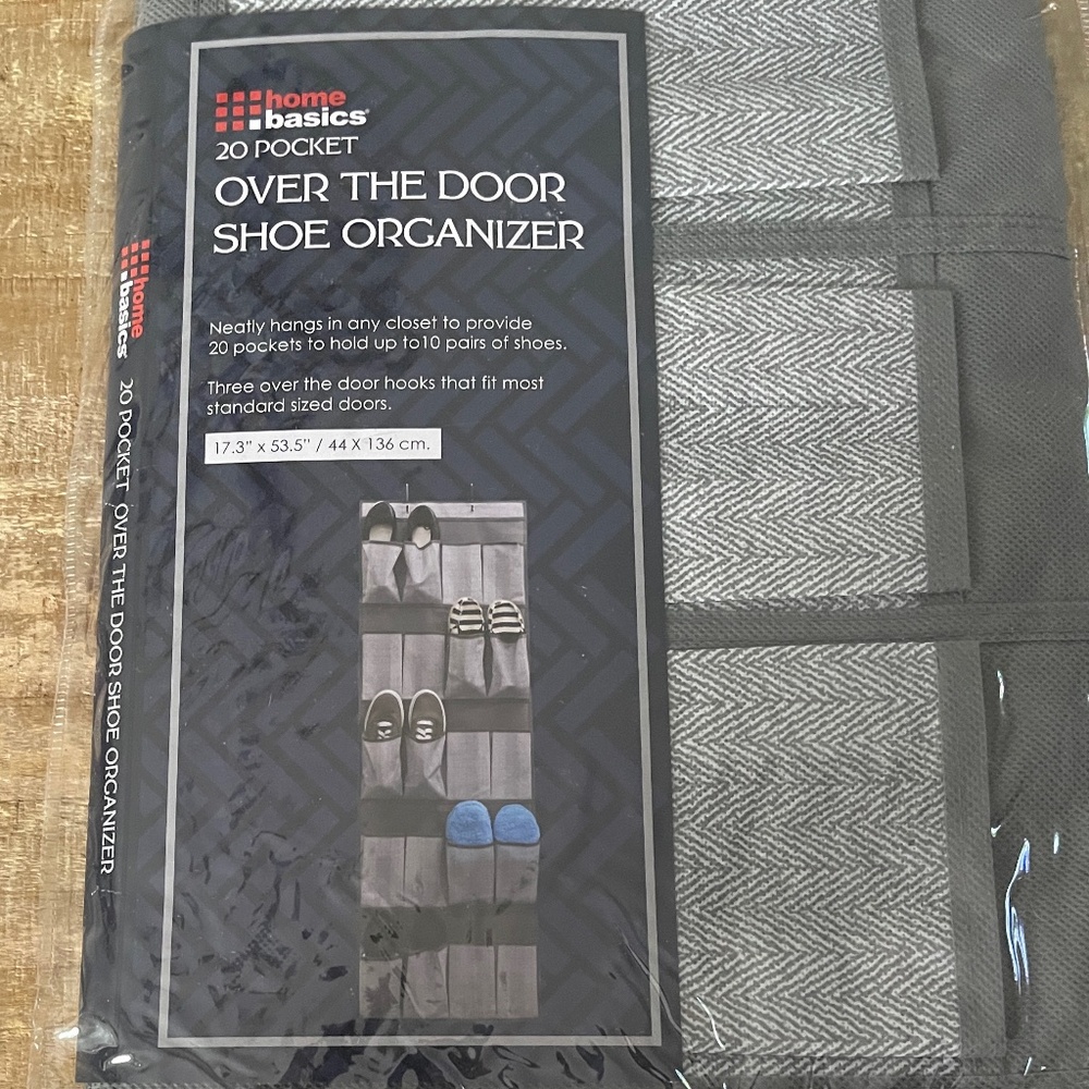 Home Basics 20 Pocket Over The Door Shoe Organizer Grey